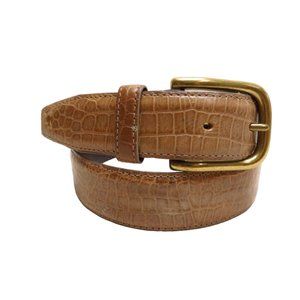 Italian Alligator Calfskin Belt with Solid Brass Buckle Made In USA 642020